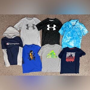 Nike, UA, Adidas and Champion Boys size medium shirts and shorts
